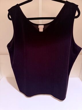 Chico's Black Velvet V-Neck Sleeveless Tank